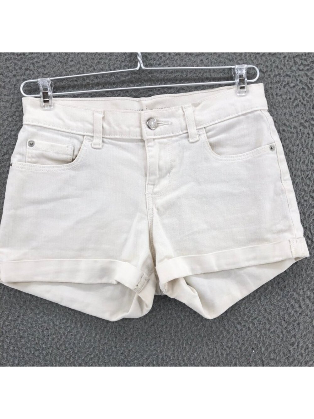 Old Navy Shorts Womens 0 White Boyfriend Denim Cuff Stretch Jean Casual Comfort
